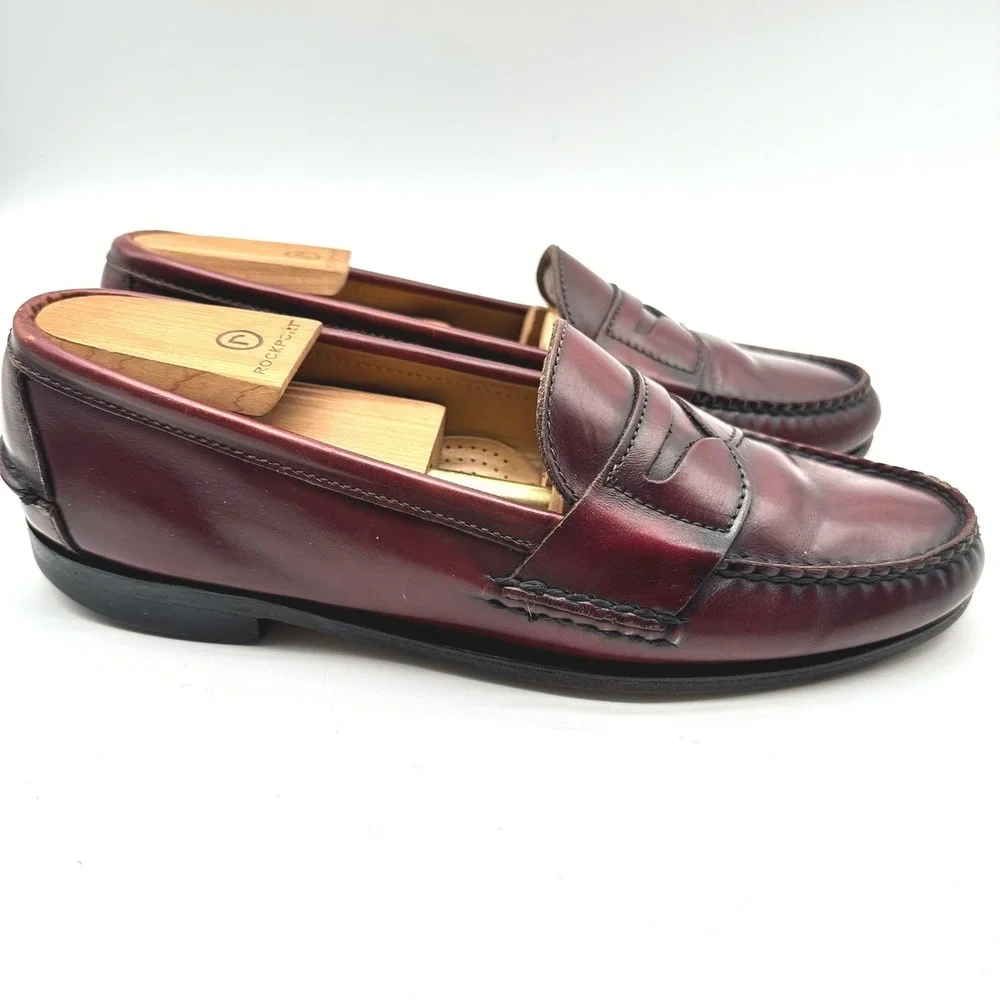 Vintage GH Bass Weejuns Oxblood Burgundy Leather Penny Loafers Made in USA 8D